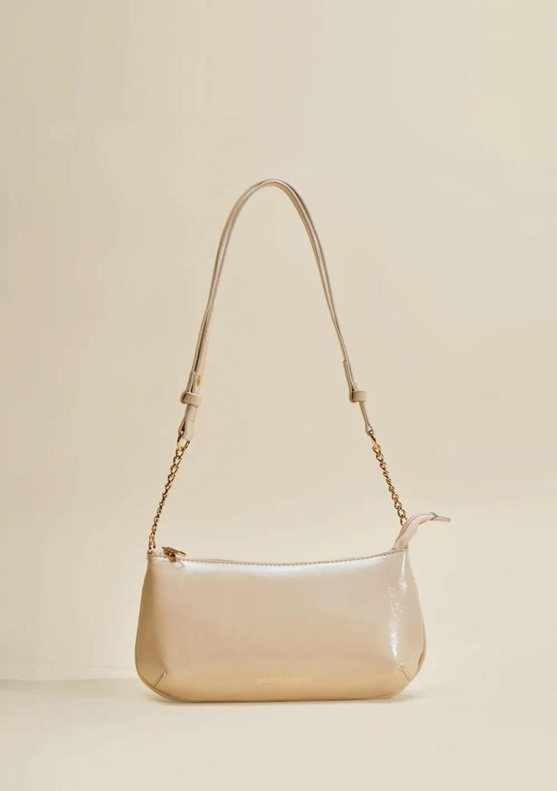 Bolsa Baguette Morena Rosa Gloss Off-White