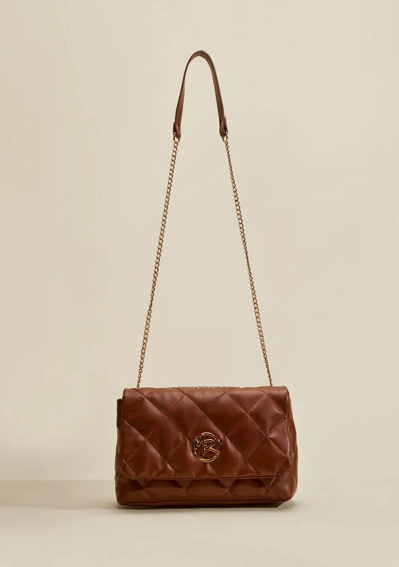 Bolsa Transversal Matelassê Camel Lux